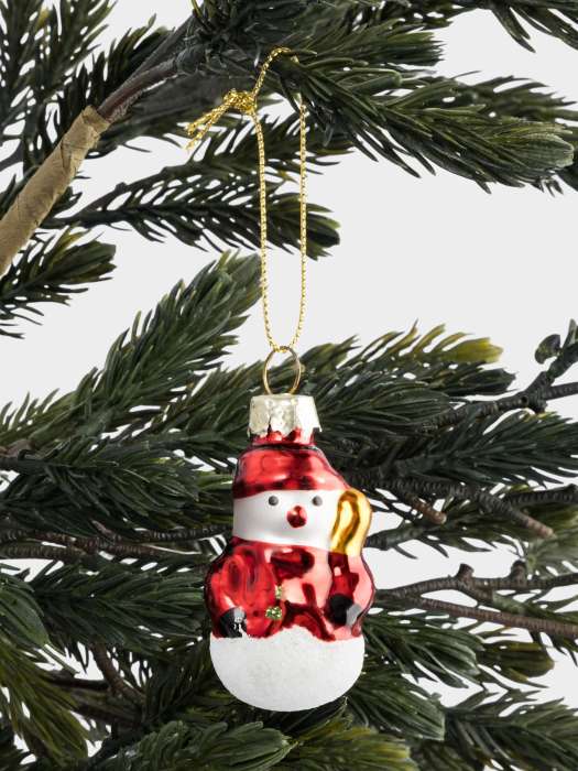 Игрушка елочная, 4 см, стекло, красная, Снеговик, New year ANNA LAFARG ANLAF-DGF1230