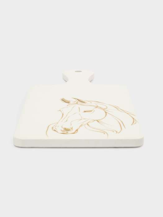 Подставка под горячее, 12х33 см, керамика/пробка, с ручкой, белая, Лошадь, Horse ANNA LAFARG ANLAF-YX-HR-5