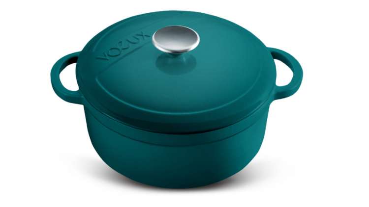 Кастрюля с крышкой Profond d24 см, 3,8 л, чугун, бирюзовая VOEUX VOX-8683642549971