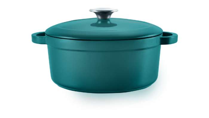 Кастрюля с крышкой Profond d24 см, 3,8 л, чугун, бирюзовая VOEUX VOX-8683642549971