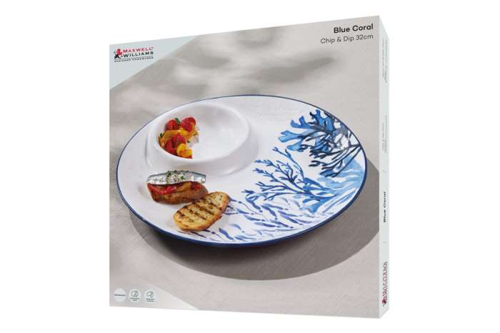 Блюдо, 32 см, керамика К, белое, круглое, Синие кораллы, Blue Coral, Maxwell & Williams, MW696-DR0582