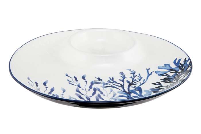 Блюдо, 32 см, керамика К, белое, круглое, Синие кораллы, Blue Coral, Maxwell & Williams, MW696-DR0582