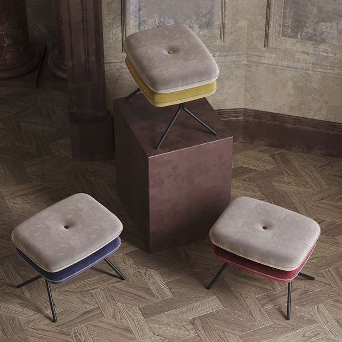 Пуф pea, велюр, бежевый/темно-синий Bergenson Bjorn BB0000153