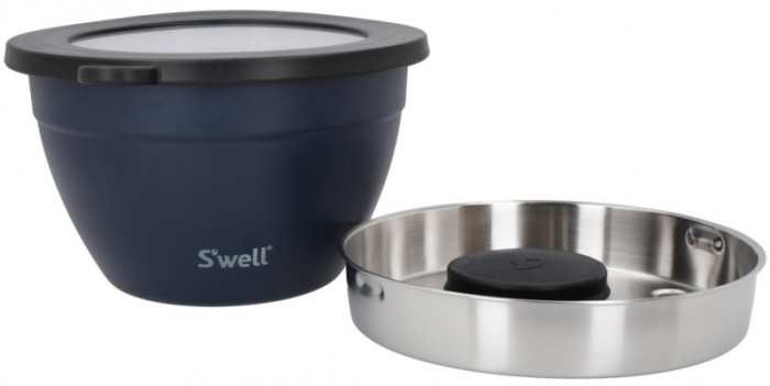 Набор для салата AZURITE (салатница1,9 л, контейнер для приправ 60 мл, съемный поддон) Kitchen Craft SWBOWL64AZUREU