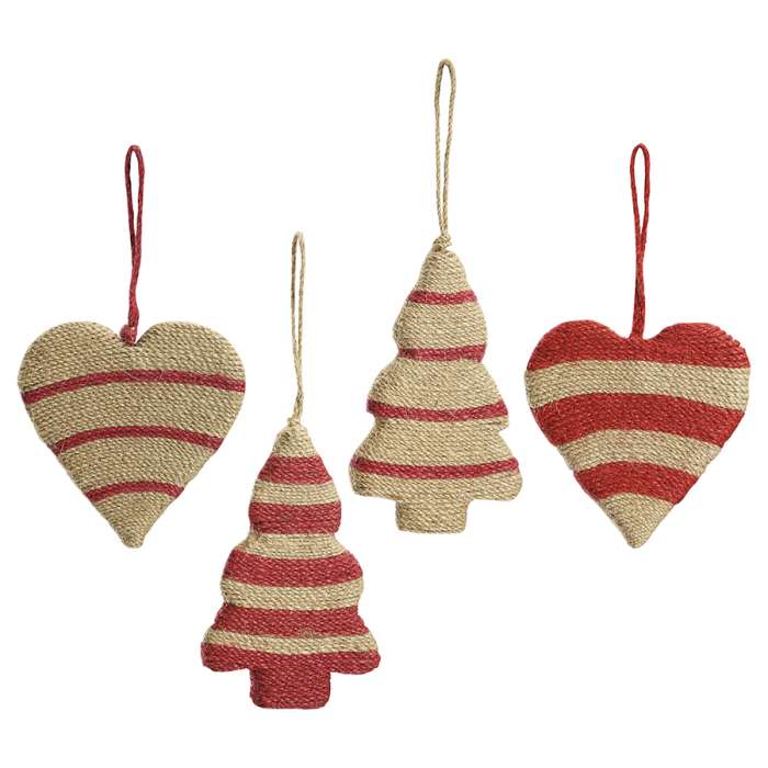 Набор елочных украшений funky stripes из джута и гофрированного картона из коллекции new year essential, 4 шт. Tkano TK23-NY_SET0003