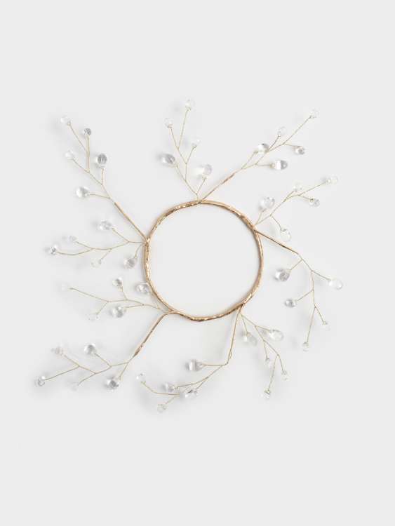 Венок декоративный, 10х20 см, для чайной свечи, акрил/металл, золотистый, Кристаллы, Event ANNA LAFARG ANLAF-DMY24B0293