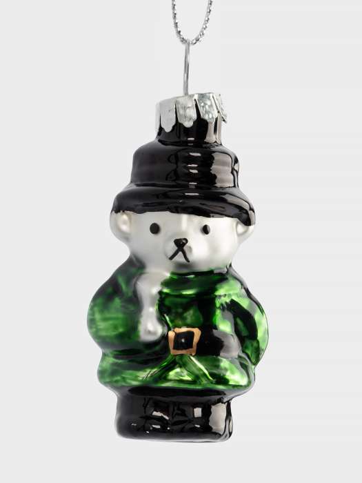Игрушка елочная, 4 см, стекло, зеленая, Мишка, New year ANNA LAFARG ANLAF-DGF1231