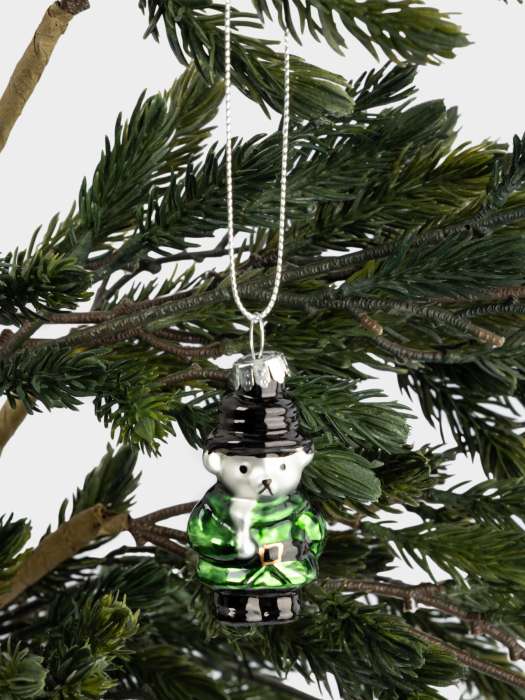 Игрушка елочная, 4 см, стекло, зеленая, Мишка, New year ANNA LAFARG ANLAF-DGF1231