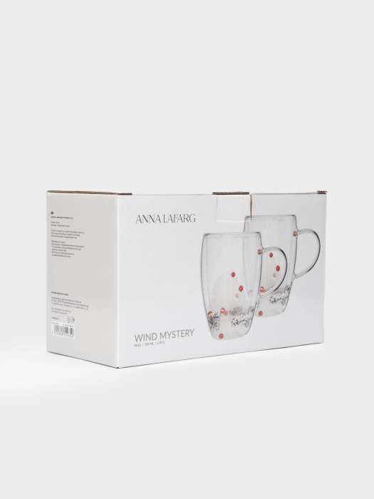 Кружка, 350 мл, 2 шт, стекло Б, с ягодами и еловыми ветками внутри, Wind-mystery ANNA LAFARG ANLAF-DW40511