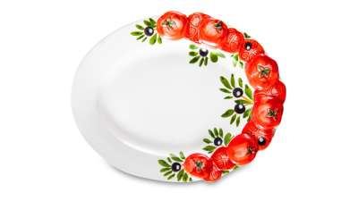 Блюдо овальное Томаты и оливки 22х14 см, керамика EDELWEISS EDW-633P