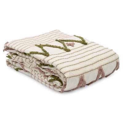 Покрывало из хлопка с бахромой оливкового цвета из коллекции ethnic, 180х250 см Tkano TK19-BS0009