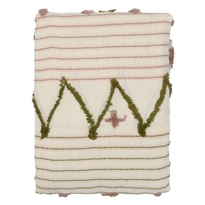 Покрывало из хлопка с бахромой оливкового цвета из коллекции ethnic, 180х250 см Tkano TK19-BS0009