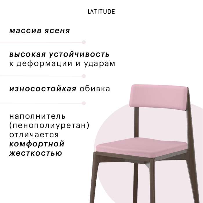 Стул aska, рогожка, орех/розовый LATITUDE ASKCHVNGBSKPK