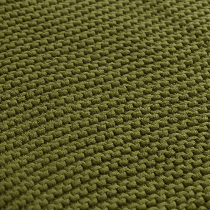 Плед из хлопка жемчужной вязки оливкового цвета из коллекции essential, 130х180 см Tkano TK22-TH0009