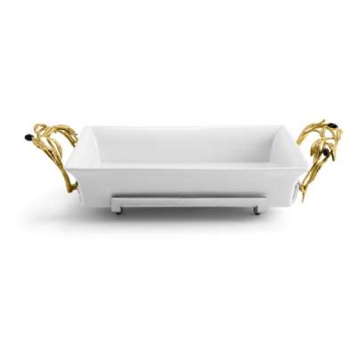 Блюдо для запекания прямоугольное Michael Aram Оливковая ветвь 38х20 см, белое