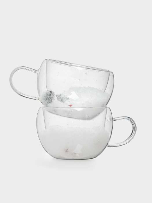 Кружка, 270 мл, 2 шт, стекло Б, с ягодами и еловыми ветками внутри, Wind-mystery ANNA LAFARG ANLAF-DW40512