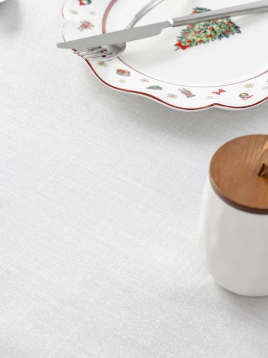 Скатерть, 170х250 см, полиэстер, бело-серебристая, Floe ANNA LAFARG ANLAF-YYW25-1TCm