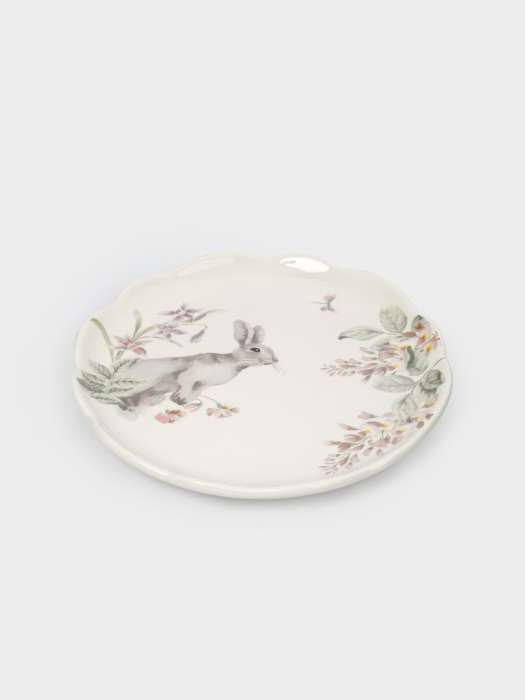 Тарелка обеденная, 25 см, керамика, белая, Кролик с цветами, Flower Rabbit ANNA LAFARG ANLAF-FDH-050825-1