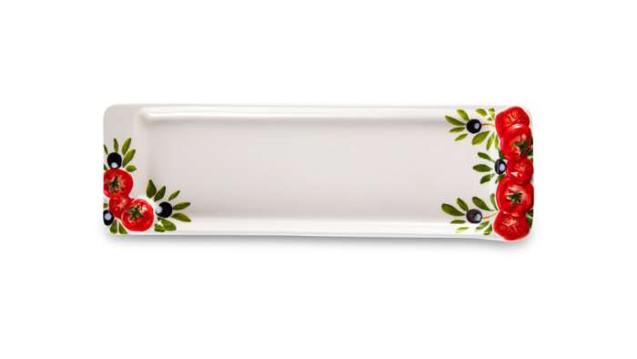 Блюдо прямоугольное Томаты и оливки 30х10 см, керамика EDELWEISS EDW-1040P