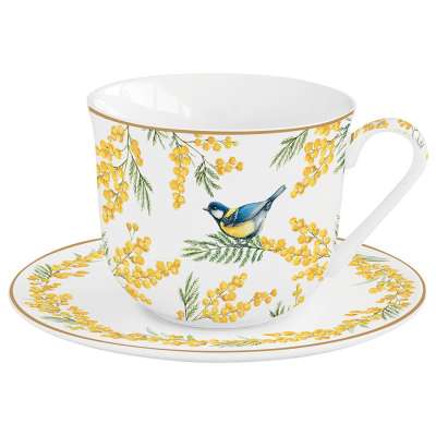 Чашка с блюдцем mimosa, 370 мл Easy Life R1182#MIMO