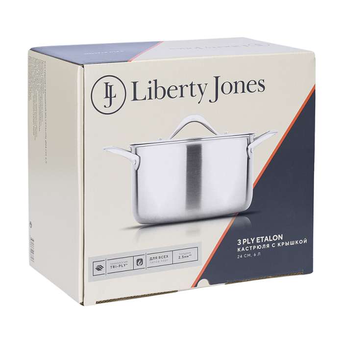 Кастрюля с крышкой 3Ply Etalon, Ø24 см, 6 л LIBERTY JONES LJ0000229