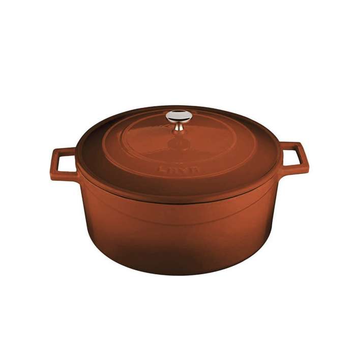 Литая чугунная кастрюля с крышкой оранжевая 22см 3,4л LAVA LV Y TC 22 K1 O