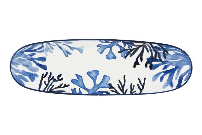 Блюдо, 40х12,5 см, керамика К, белое, овальное, Синие кораллы, Blue Coral, Maxwell & Williams, MW696-DR0580