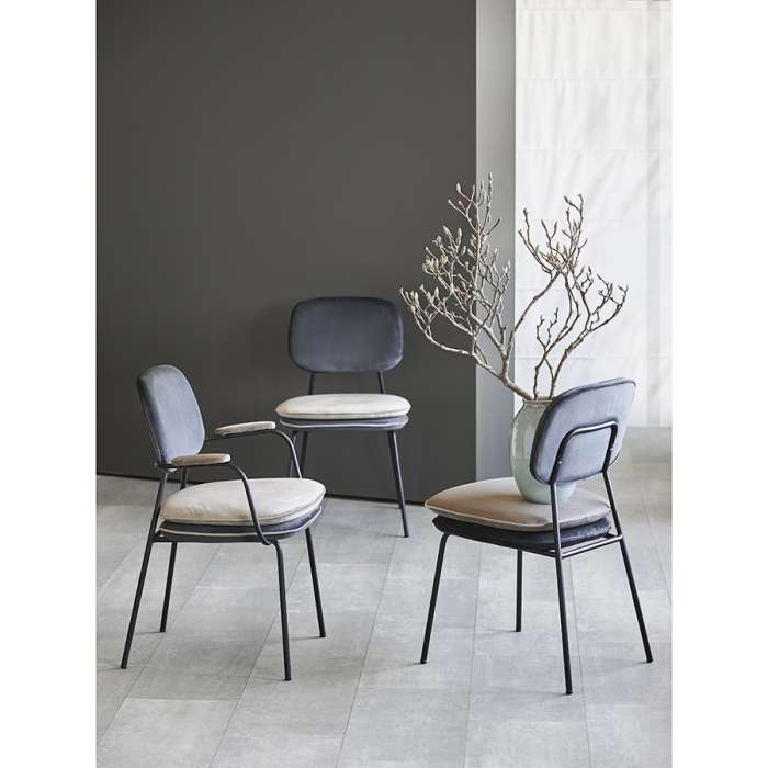 Стул с подлокотниками и контрастным кантом pea, велюр, темно-серый/бежевый Bergenson Bjorn BB0000700