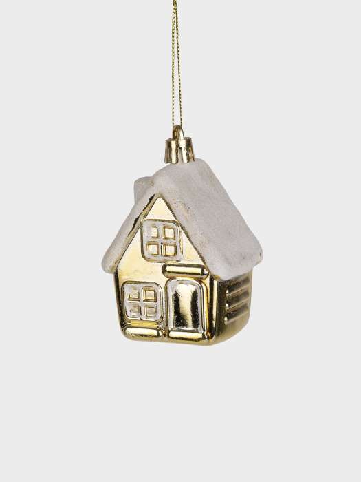 Набор елочных игрушек, 7 см, 2 шт, пластик, серебристо-золотистый, Домик и елка, New year ANNA LAFARG ANLAF-589W2