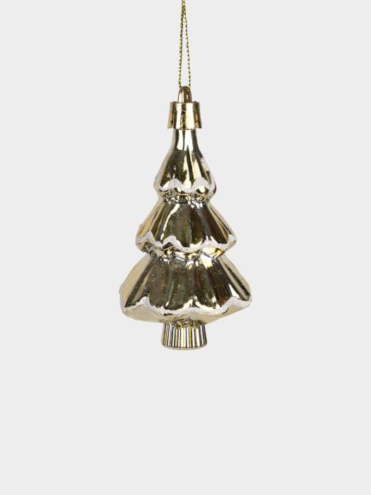 Набор елочных игрушек, 7 см, 2 шт, пластик, серебристо-золотистый, Домик и елка, New year ANNA LAFARG ANLAF-589W2