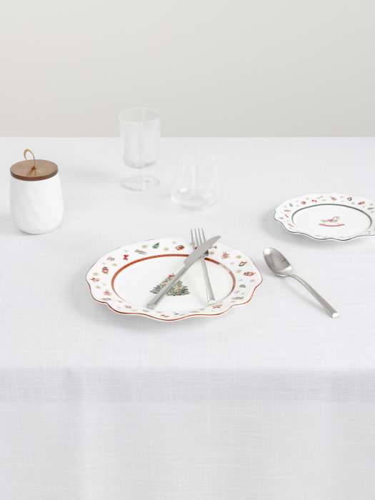 Скатерть, 160х160 см, полиэстер, бело-серебристая, Floe ANNA LAFARG ANLAF-YYW25-1TCs