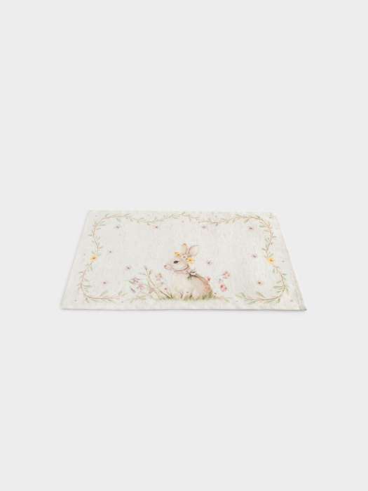Салфетка под приборы, 30х45 см, полиэстер/лен, бежевая, Кролик в цветах, Easter rabbit ANNA LAFARG ANLAF-QFEA26-1PM