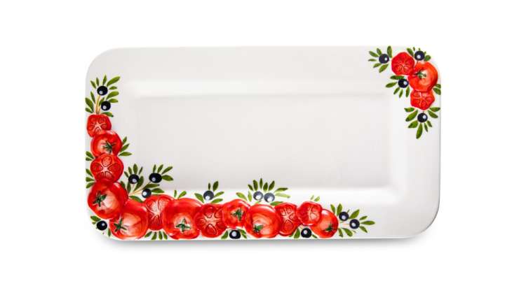 Блюдо прямоугольное Томаты и оливки 39х21 см, керамика EDELWEISS EDW-1048P