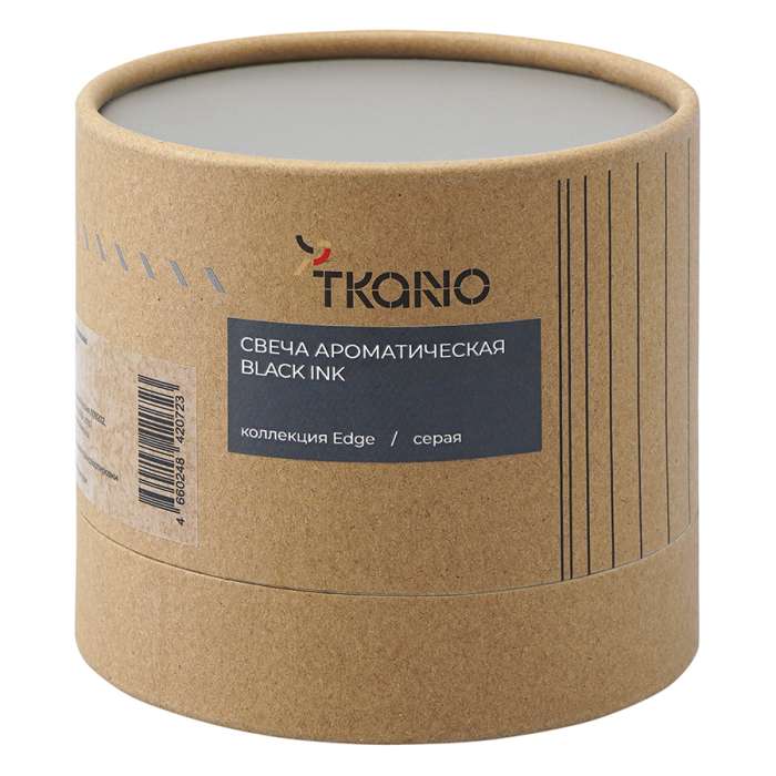 Свеча ароматическая с деревянным фитилём black ink из коллекции edge, серый, 60 ч Tkano TK23-ARO0067