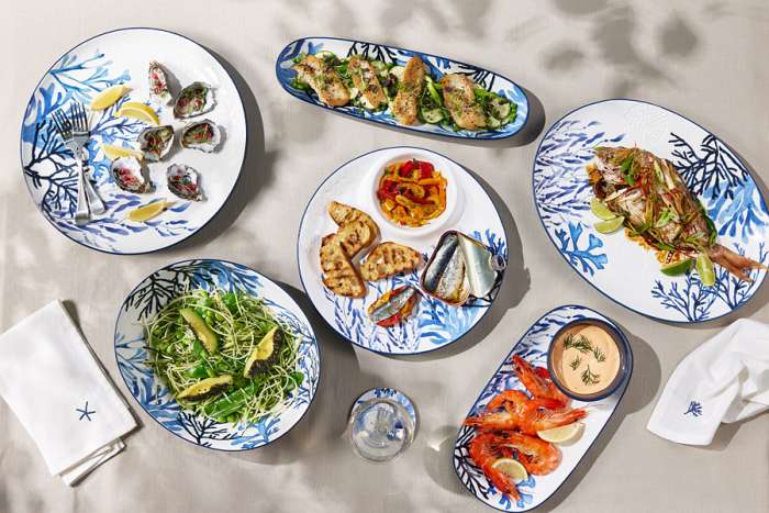 Блюдо, 36 см, керамика К, белое, круглое, Синие кораллы, Blue Coral, Maxwell & Williams, MW696-DR0577