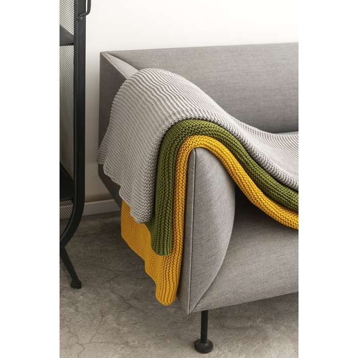 Плед из стираного хлопка горчичного цвета из коллекции Essential, 130х180 см TKANO TK22-TH0010