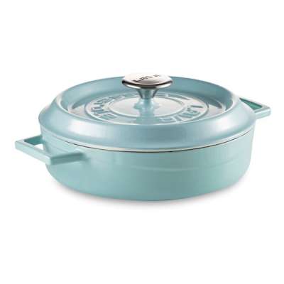 Кастрюля с крышкой низкая LAVA d24 см, 2,5 л, чугун, бирюзовая LV Y ST 24 K2 Turquoise
