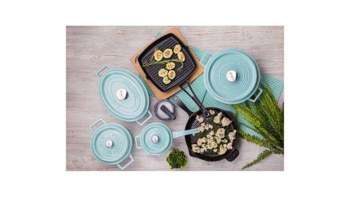 Кастрюля с крышкой низкая LAVA d24 см, 2,5 л, чугун, бирюзовая LV Y ST 24 K2 Turquoise