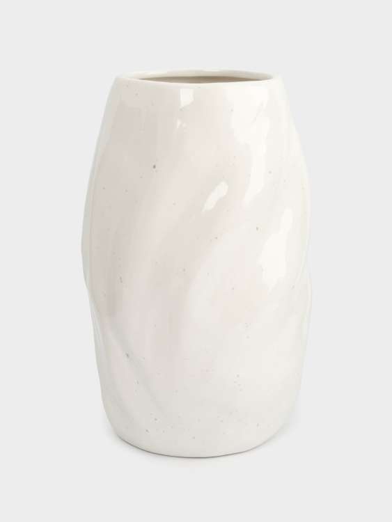 Ваза для цветов, 24 см, керамика, молочная, в крапинку, Мятый эффект, Barkhan ANNA LAFARG ANLAF-XIA-220125-6
