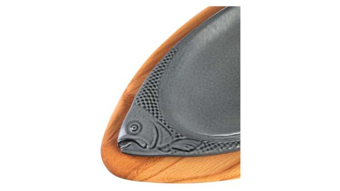 Форма овальная для рыбы на подставке 29 см, чугун, дерево VOEUX VOX-8683642549858