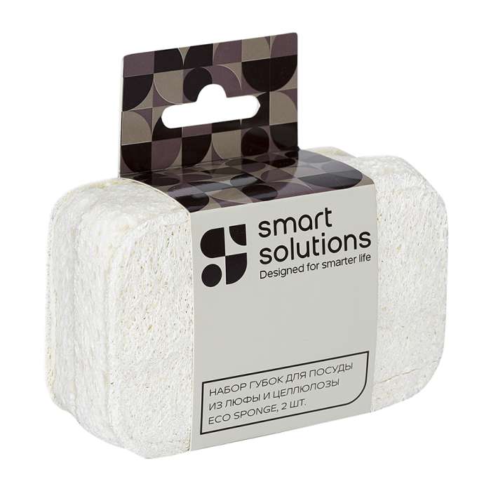 Набор губок для посуды из люфы и целлюлозы eco sponge, 2 шт. Smart Solutions SS0000102
