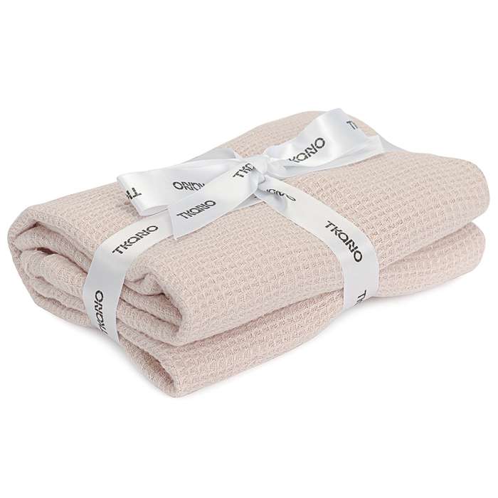 Набор из двух вафельных полотенец изо льна цвета пыльной розы из коллекции essential, 50х70 см Tkano TK23-TT0002