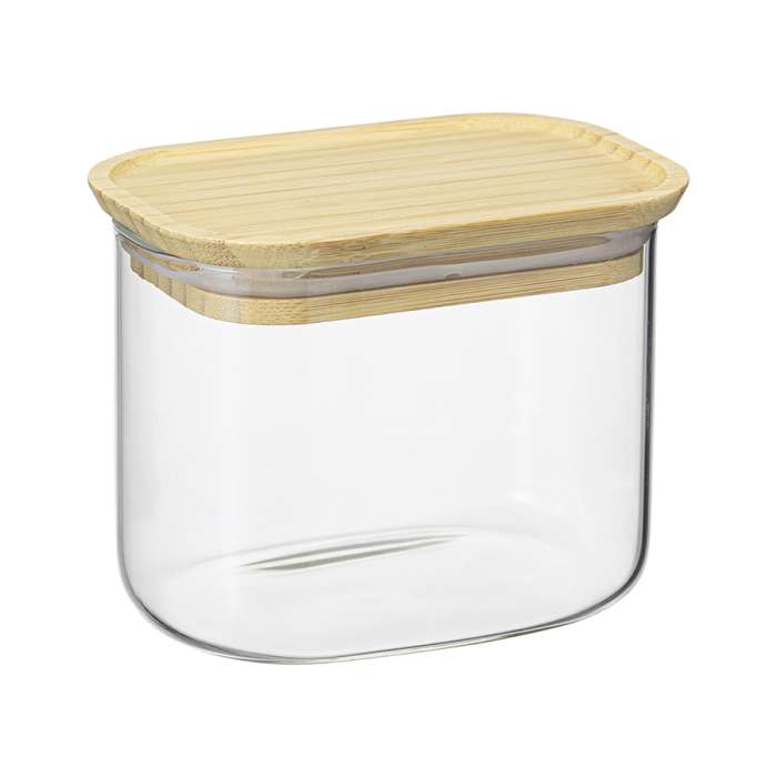 Банка для хранения прямоугольная glass bamboo, 600 мл Smart Solutions SS0000166