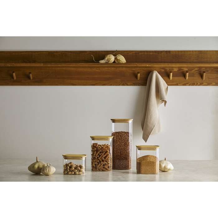 Банка для хранения прямоугольная glass bamboo, 600 мл Smart Solutions SS0000166