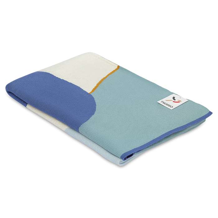 Плед из хлопка с авторским принтом синего цвета из коллекции freak fruit, 130х180 см Tkano TK23-TH0008