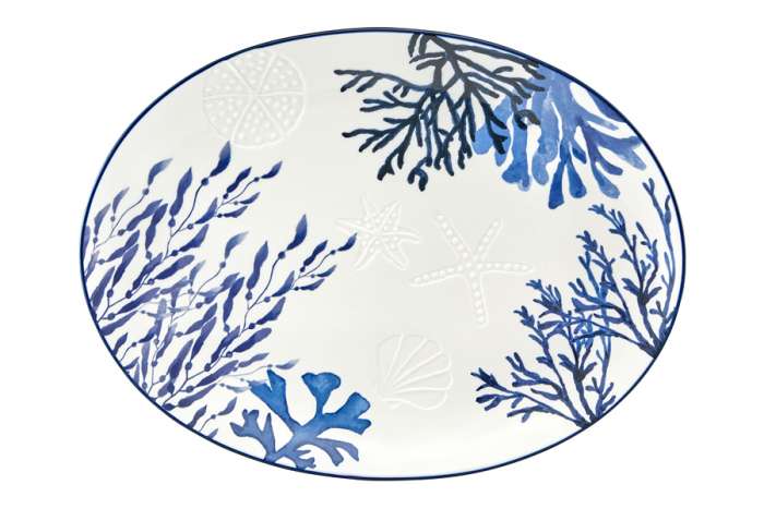 Блюдо, 40х30 см, керамика К, белое, овальное, Синие кораллы, Blue Coral, Maxwell & Williams, MW696-DR0578