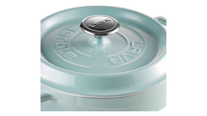 Кастрюля с крышкой низкая LAVA d28 см, 3,5 л, чугун, бирюзовая  LV Y ST 28 K2 Turquoise