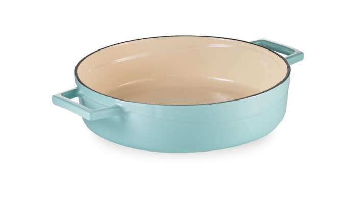 Кастрюля с крышкой низкая LAVA d28 см, 3,5 л, чугун, бирюзовая  LV Y ST 28 K2 Turquoise