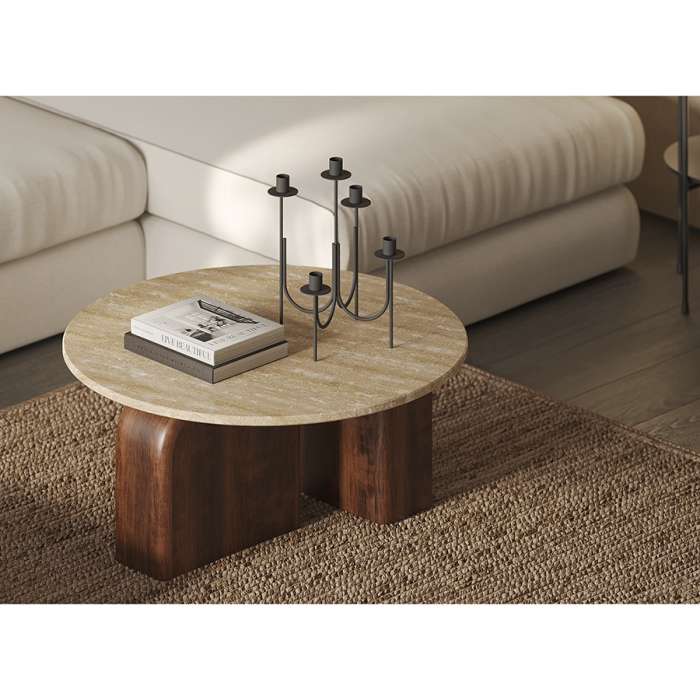 Столик кофейный torhill, D80 см, бежевый/орех Bergenson Bjorn BB0000303