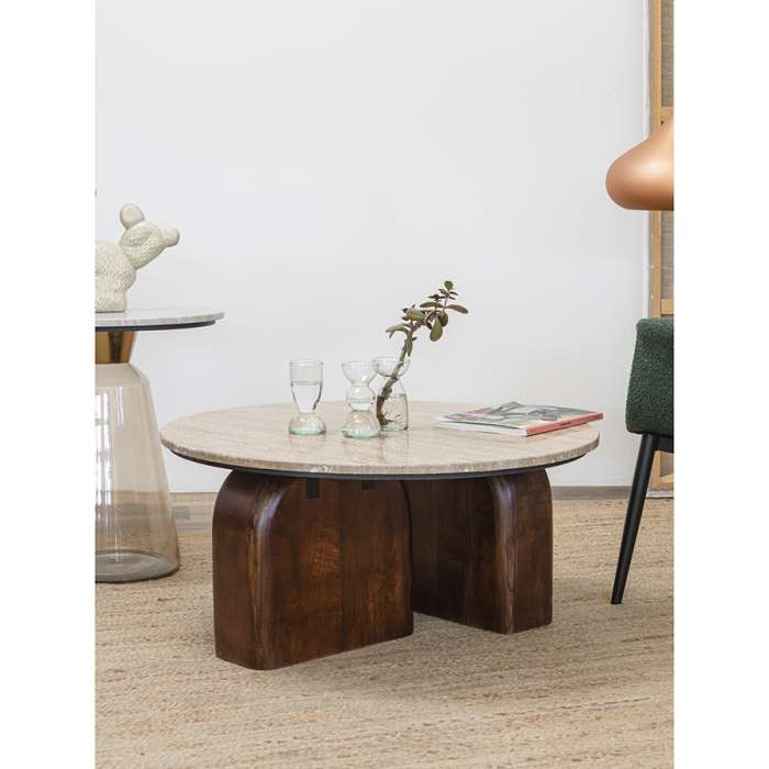 Столик кофейный torhill, D80 см, бежевый/орех Bergenson Bjorn BB0000303